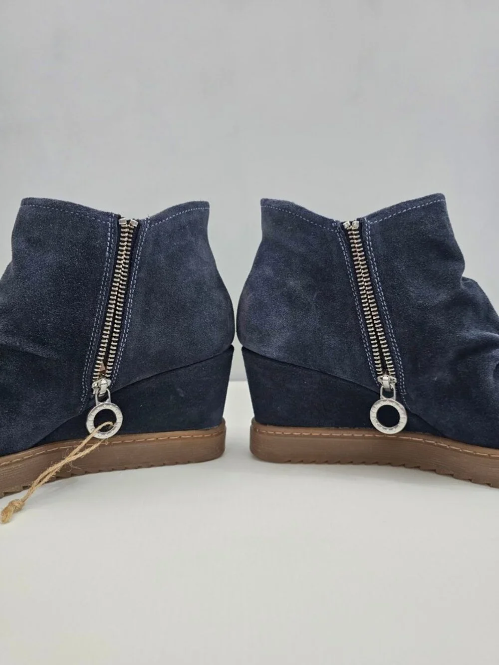 Sofft Siri Navy Blue Suede Waterproof Wedge Ankle Boot Slouch Comfort Womens 11